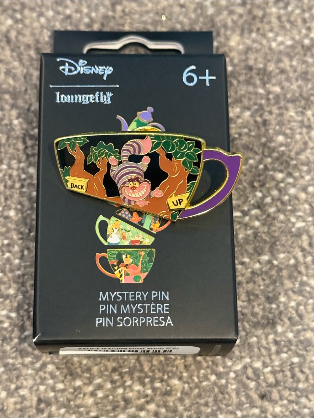 Disney Cheshire Cat Teacup Enamel Pin - Purple, Green, Black